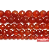 15 natural stone faceted red carnelian agate round loose beads 6 8 10 12mm pick size for jewelry