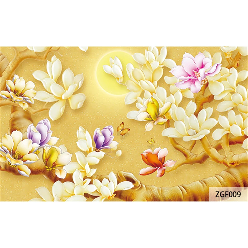QINGCHUN Custom Print 3D Fabric &amp Textile Wallcoverings Wall Cloth Murals Matt Silk For Living Room Chinese Flower Home Decor |