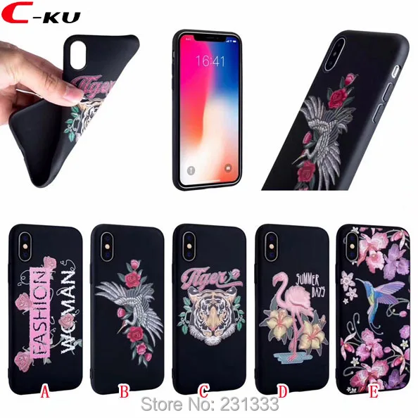 C-ku рельефный матовый мягкий чехол из ТПУ с цветочным рисунком для Iphone X 8 7 PLUS I7 6 6S SE