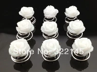 10pcs white rose flower bridal wedding hair twists spins pins hair accessory h99