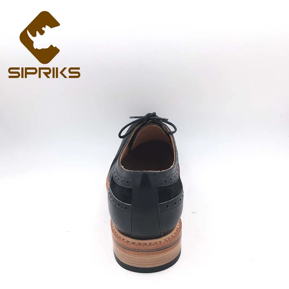 Мужские классические туфли Sipriks из телячьей кожи с круглым носком ботинки броги