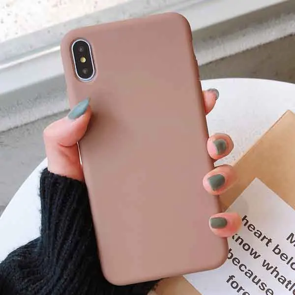 Милые однотонные Чехлы LOVECOM для телефонов iPhone XS Max XR 6 6 S 7 8 Plus X XS, мягкий силиконовый Простой Модный чехол - Цвет: Brown