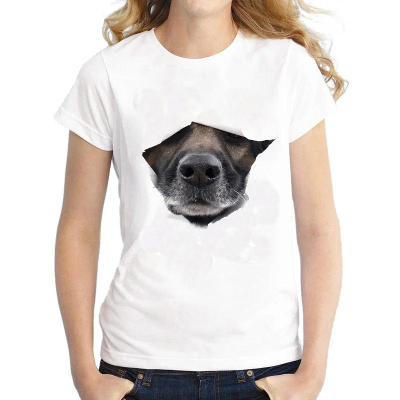 Topjini Cute Dog Print T Shirts Casual Women Short Sleeve loose Funny dogs t-shirt Plus Size tops 6XL 5xl xxxxl t shirt | Женская одежда