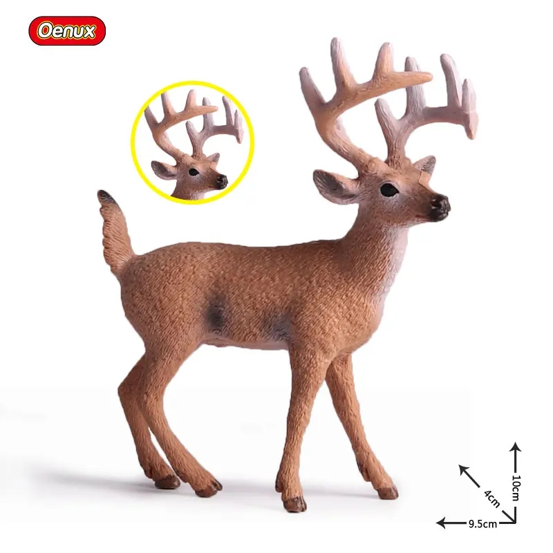 deer Oenux оригинальные дикие животные Leopard Lion Модель фигурка Альпака Павлин Статуэтки-пауки миниатюрная Коллекция игрушек для детей - Цвет: deer