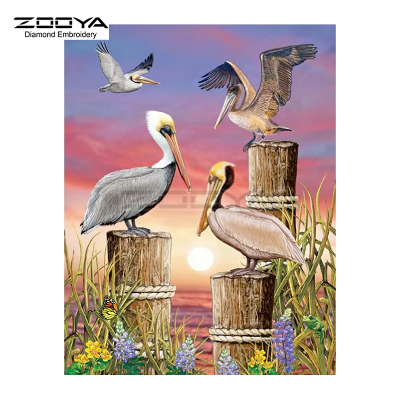 ZOOYA Алмазная вышивка 5D DIY алмазная живопись кран Птица закат цветок крестиком на