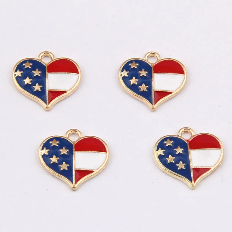 

Daisies 100pcs 16mm American Flag Charm Oil Drop Zinc Alloy Colorful Heart Shape Enamel Charm Pendants for Jewelry Making Craft