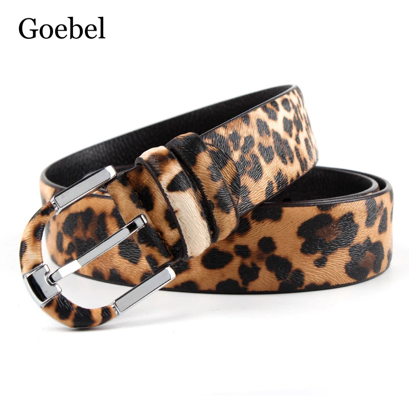 Ремень женский из спилка с леопардовой расцветкой модный пояс пряжкой язычком