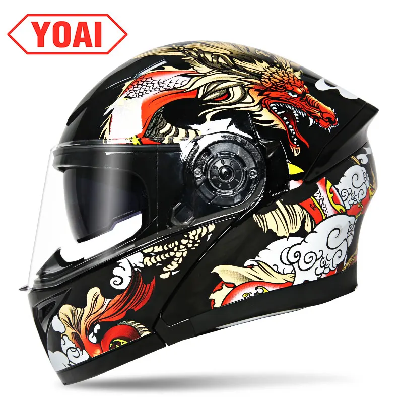 YOAI Moto rcycle шлем двойной vsior полное лицо moto шлемы Filp Up Casco Racing Capacete с внутренним