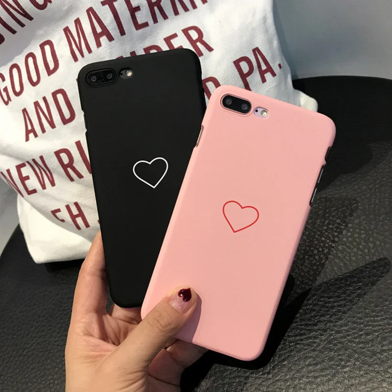 Чехол-накладка для iPhone 7 8 6 6S 6Plus X с милым сердечком Жесткий Чехол из поликарбоната