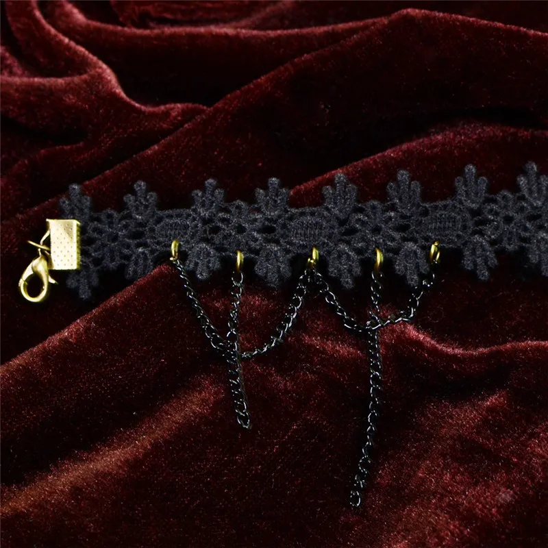 Дамы Заявление Кружево кулон ботильоны с цепочкой браслет модные черные