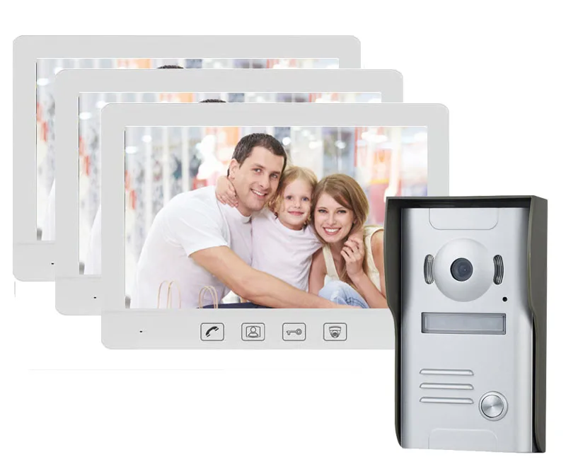 New Home Security 10.1&quot Wired Video Door Phone Intercom System Kits 3White Monitor+1Night Vision Outdoor Camera Support CCTV Cam |