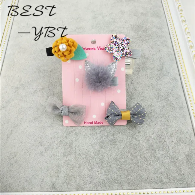 

new lovely kid's clip Autumn and Winter New Set of Rabbit Ears Mink Hair Ball Hairpin Children Fashion Cute Burst Hairpin