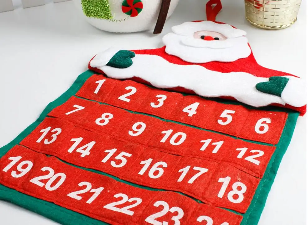 New arrival Classical Chirstmas Santa Claus Non-woven Countdown Calendar Deocration For Home Ornament Gift Bags Decoration | Дом и сад
