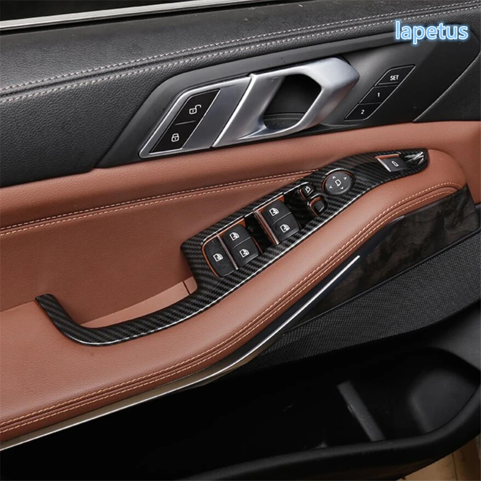 

Lapetus Door Handle Holder Window Lift Button Switch Decoration Frame Cover Trim Carbon Fiber ABS Fit For BMW X5 G05 2019 - 2021