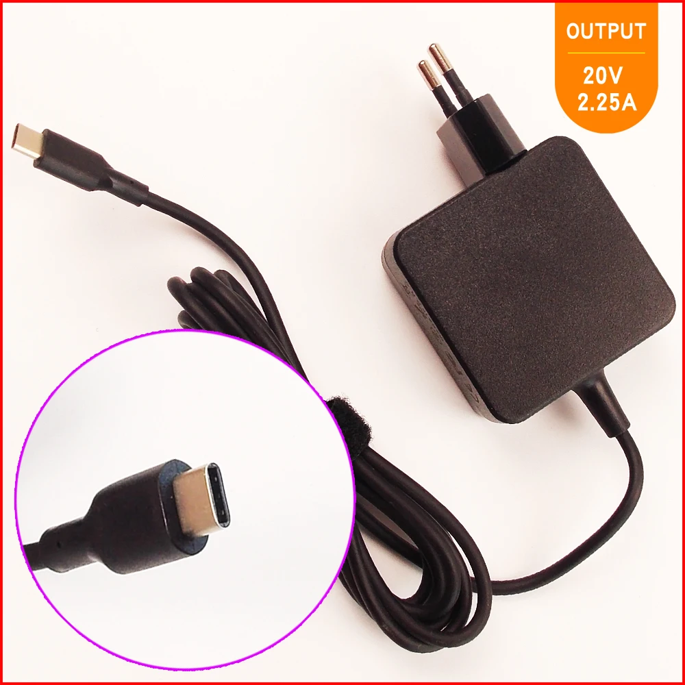 

20V 2.25A Laptop Ac Adapter Charger USB-C Type-C for Lenovo ThinkPad X1 Tablet 20GG 20GH ADLX45YCC3A ADLX45ULCU2A SA10K34710