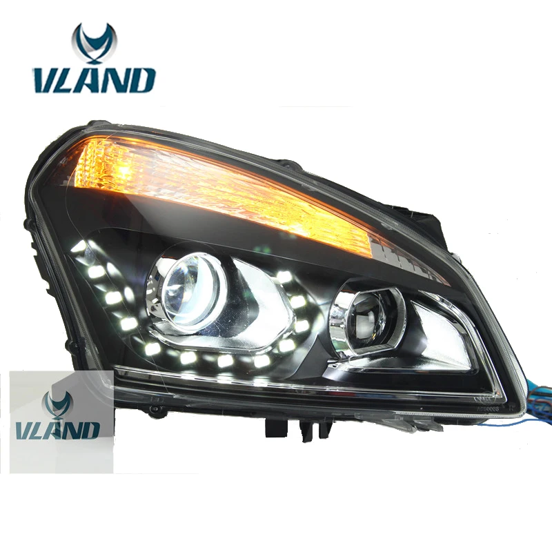 VLAND завод для автомобиля светильник Qashqai головной 2011 2015 светодиодный с DRL H7 Xenon Bi