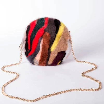 Real Mink hair fur bags women bag NEW chain shoulder winter plush handbags crossbody Girls party clutch purse multicolour | Багаж и сумки