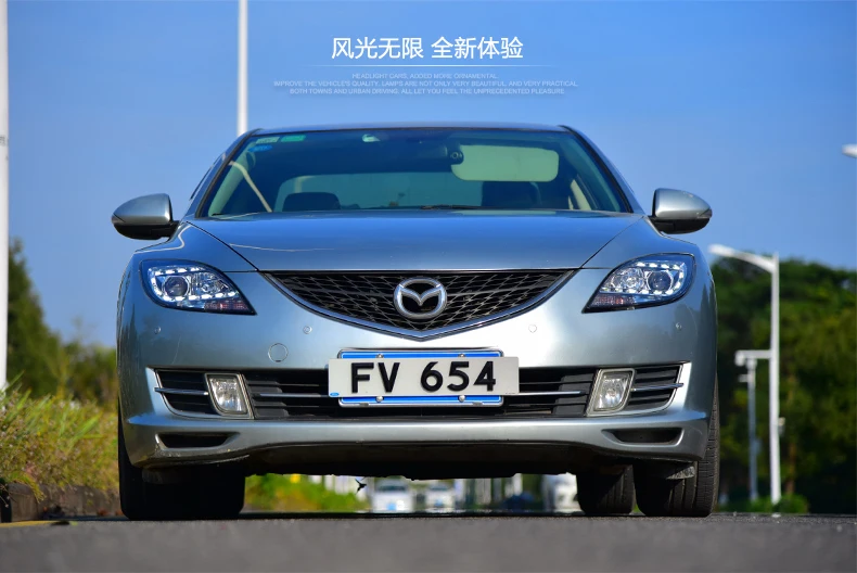 Автомобильный головной светильник для Mazda 6 светодиодный точечный головной светильник s для Mazda 6 Головной фонарь светодиодный DRL передний светильник Биксеноновая линза двойной луч HID комплект