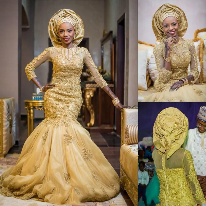 2017 золотые африканские Vestido de noiva традиционные свадебные платья русалки