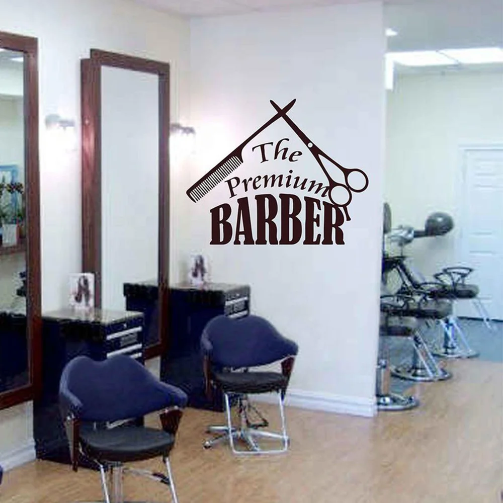 Стена парикмахерской стикер Знак Логотип Съемная виниловая наклейка барбершоп декор для окон Парикмахерская логотип волосы салонная Наклейка на стену G156
