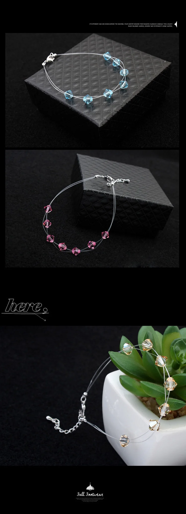 Joyashiny оригинальные Кристаллы из элементов Swarovski Strand браслеты браслет цепочка Pulseiras женские богемные ювелирные изделия в одном направлении