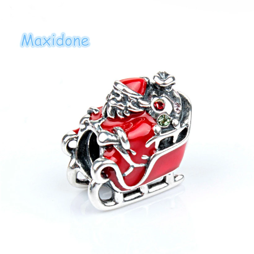 Изысканные Европейские бусины для самостоятельного создания украшений на Рождественский праздник, разноцветные шармы с большим отверстием подходят для оригинальных браслетов в качестве подарка.