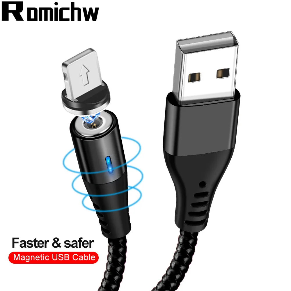 ROMICHW Магнитный USB кабель для передачи данных iPhone X XR Быстрый зарядный
