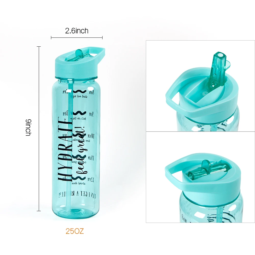 750 мл Бутылка Тритан летняя модная водная чашка Спортивная со шкалой портативная