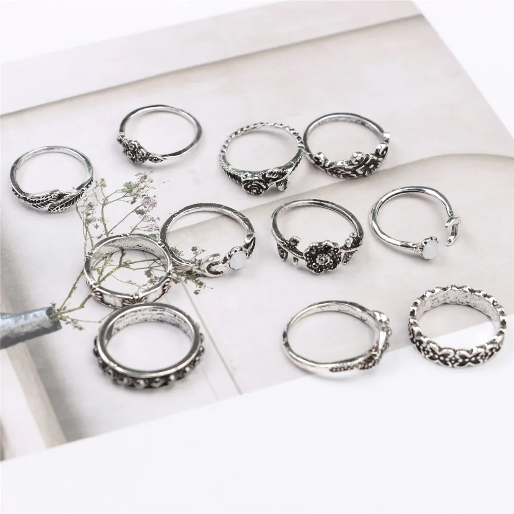 Tocona антикварные золотые и серебряные цветные цветочные комплекты колец на