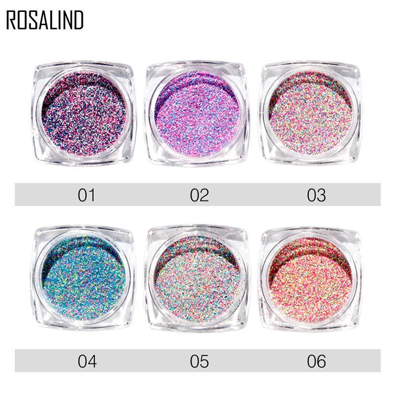 ROSALIND 1 коробка 8 2g Звездный 6 видов цветов для ногтей голографический лазер