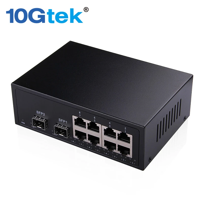 10 Порты и разъёмы Неуправляемый коммутатор gigabit ethernet (2x SFP слотов + 8X RJ45 Порты) plug and