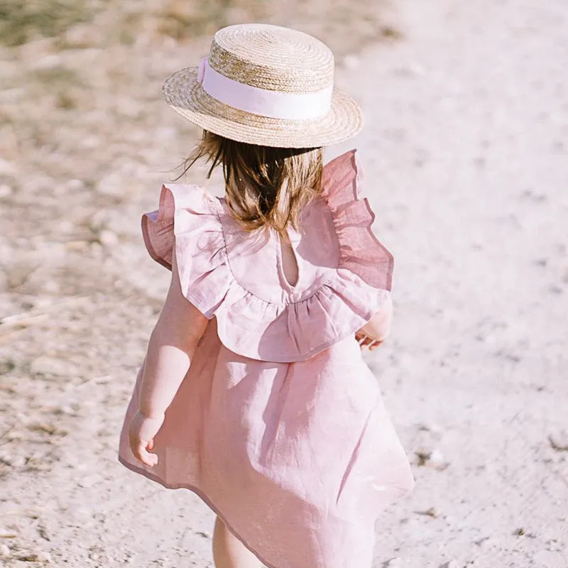 Summer Kids Dress for Girls Petter Pan Collar Baby Vestidos Fashion Cotton Ruffle Clothes D0736 | Детская одежда и обувь
