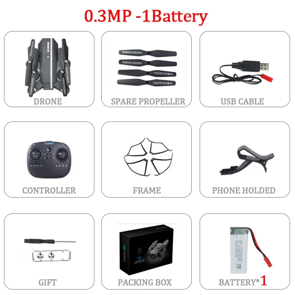 0.3MP-1B 2MP Квадрокоптер с дистанционным управлением Drone HD Камера WI-FI FPV мини складной карманный Дрон для селфи с удержания высоты 6-Axis бесплатный подарок - Цвет: 0.3MP-1B