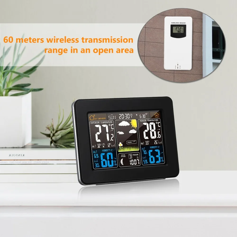

LCD Digital Wireless Weather Station Indoor Outdoor RCC Wireless Detector Wireless Sensor Alarm Clock Forecast Humidity Radio