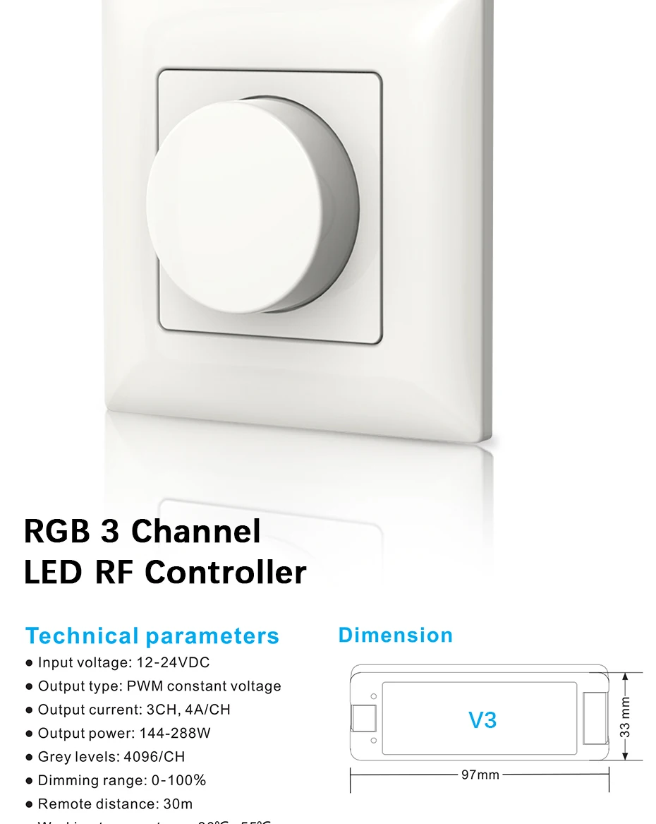 PK1/PK2/PK3 2,4G Беспроводная поворотная панель rf led Диммер пульт дистанционного управления для одного цвета/цветовой температуры/RGB светодиодный светильник