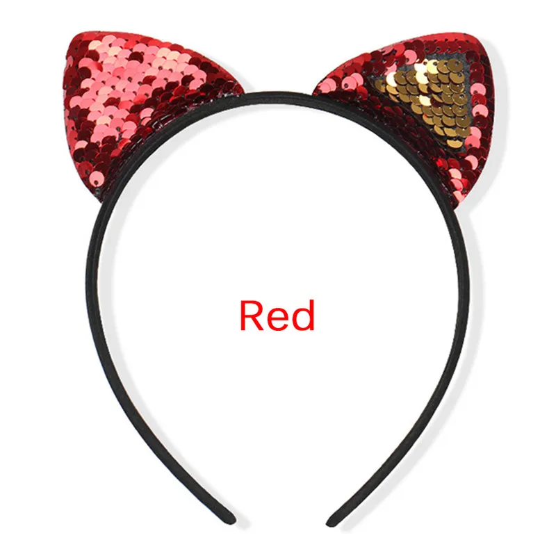 Повязка на голову с кошачьими ушками и блестками 6 цветов|Аксессуары для волос