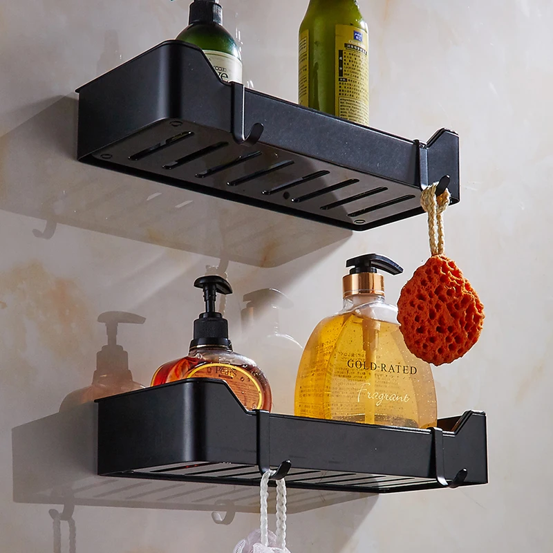 Черные полки для ванной комнаты из матового никеля|bathroom shelf|black bathroom shelfstainless shelf |