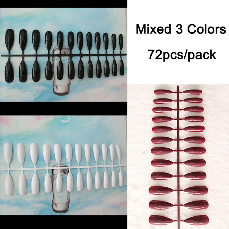 Mixed 3 Colors Черные очень длинные шпильки для ногтей 24 шт. полностью искусственные ногти искусство УФ гель готовой пресс на ногти нарядное платье накладные ногти - Цвет: Mixed 3 Colors