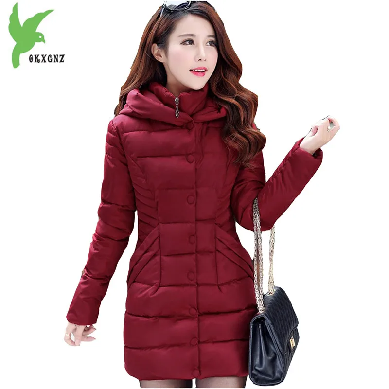 Зимние женские хлопковые куртки новые модные теплые пальто с капюшоном