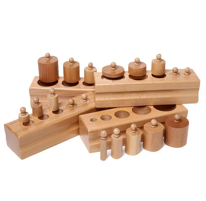 

Wooden Toys Montessori Education Cylindrical Sockets Block Toys Baby Development Practice & Senses Family Toys