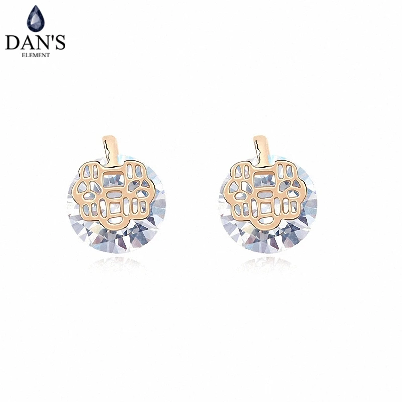 Женские серьги с австрийским хрусталем DAN'S ELEMENT золотого цвета цветком