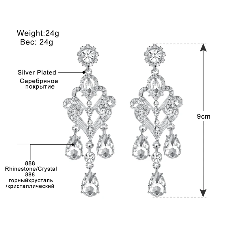 Minlover Rhinestone Long Pendant Earrings Women's Crystal Bridal Hanging 2019 Wedding Jewelry MEH1152 | Украшения и