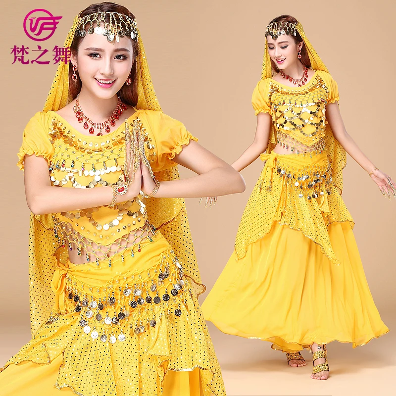 Арабский шифон 120D золотые монеты женский костюм для танца живота 3 шт и 4 набор