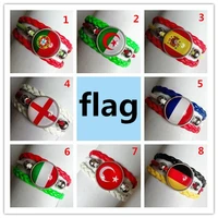 24pcslot country flag images fashion bracelets englandspaingermanyfranceportugalitalyturkeyalgeria glass gem bracelet