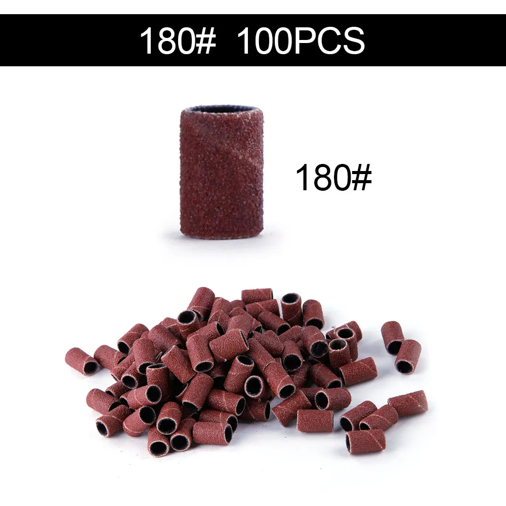 100pcs 180 80#120#180# шлифовальные ленты для ногтей для УФ-геля для снятия акрилового лака электрическая машинка для обработки ногтей сверла для ногтей аксессуары для ногтей - Цвет: 100pcs 180