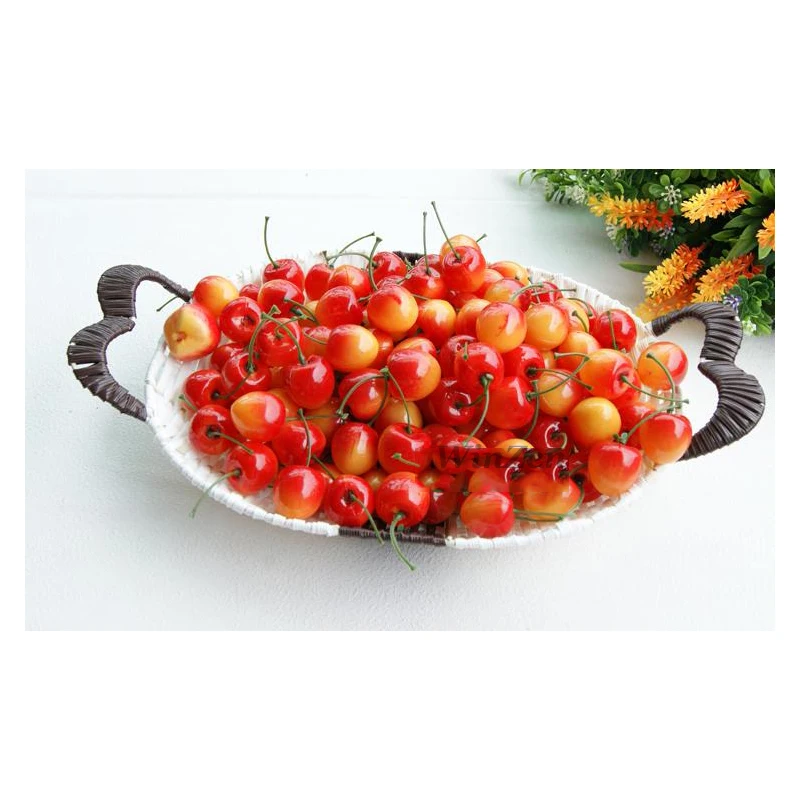 

30pcs Mini Artificial Fake Plastic Cherry Fruit Party House Decorativei artificial flower Red & Yellow