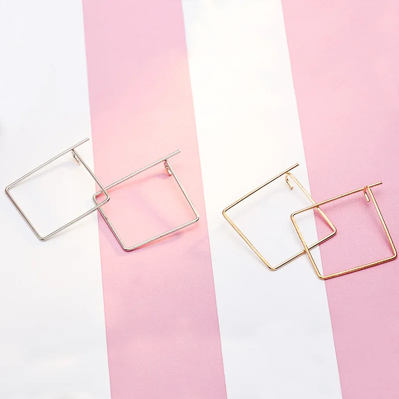 Серьги-кольца женские квадратные Простые Модные украшения для ушей золотистые