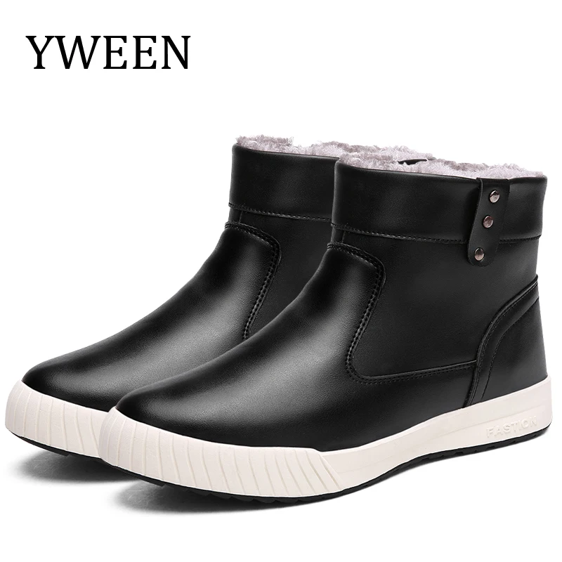 

YWEEN Classic Men's Winter Boots Waterproof Ankle Rain Boots Male Warm Fur Plush Insole High Quality Botas Mujer