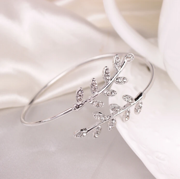 С покрытием розовым золотом/серебро Color leaves браслеты Girls регулируемые Simple Leaf