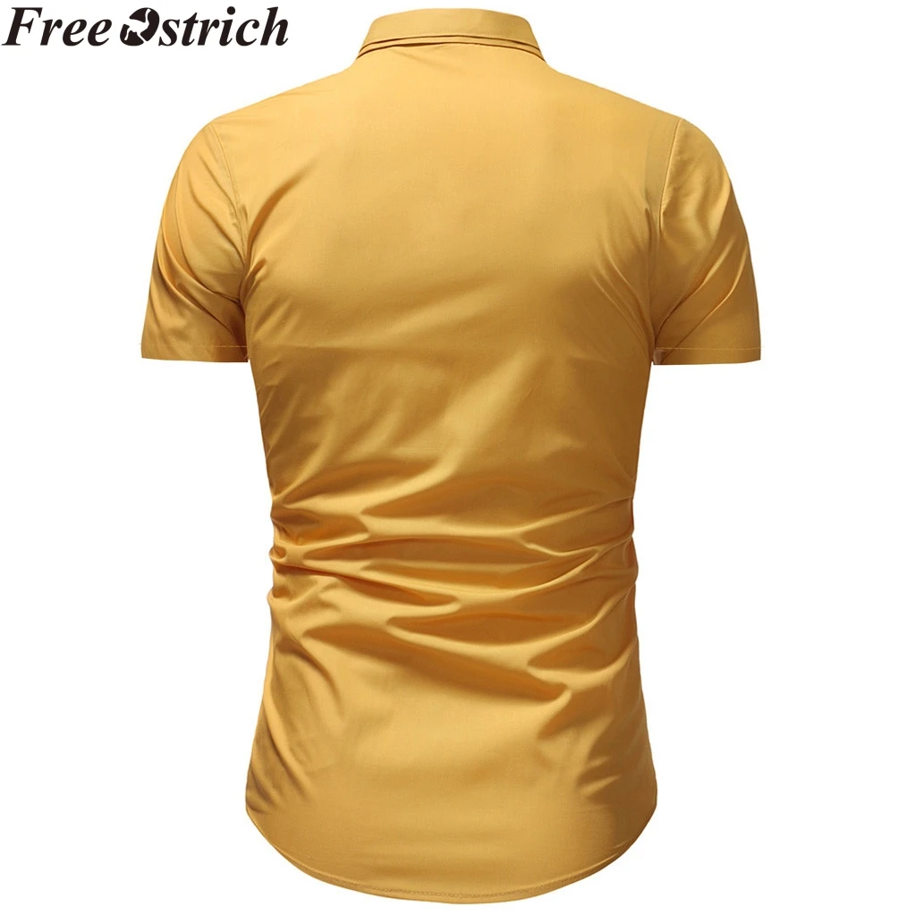 Летняя мужская белая рубашка тонкая деловая с коротким рукавом и карманом в